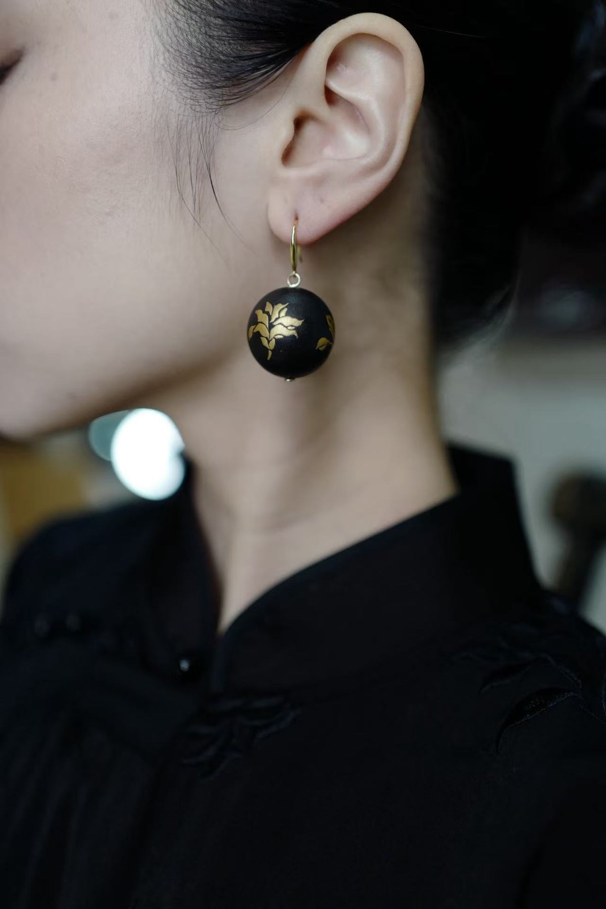 盛敗玉蘭 耳飾り 25mm 着用イメージ